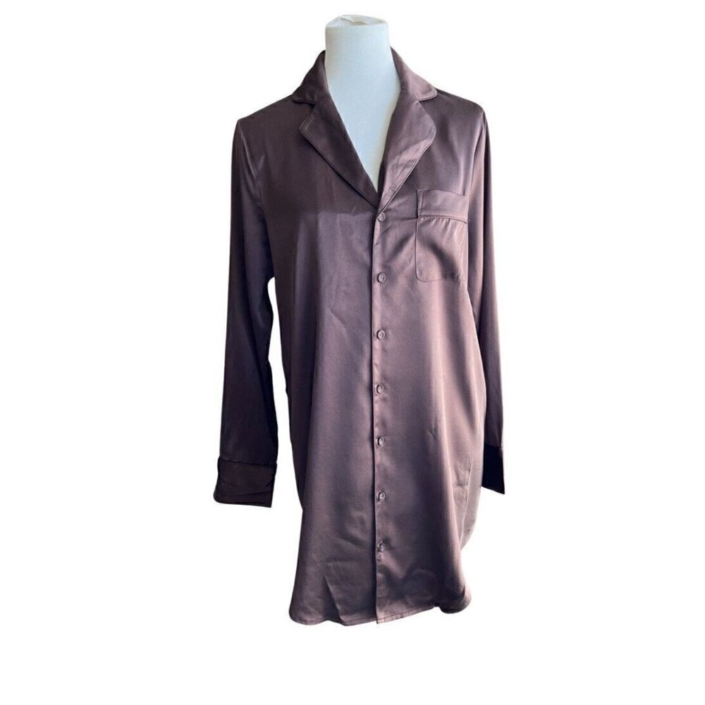 Skims Stretch Silk Button-up Night Dress COACO Size XXS - Picture 9 of 10